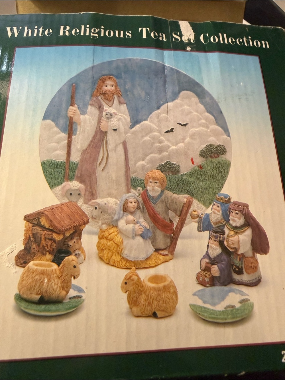 Christmas Religious Nativity Miniature Figurine Tea Set Vintage 1995 Youngs Inc.